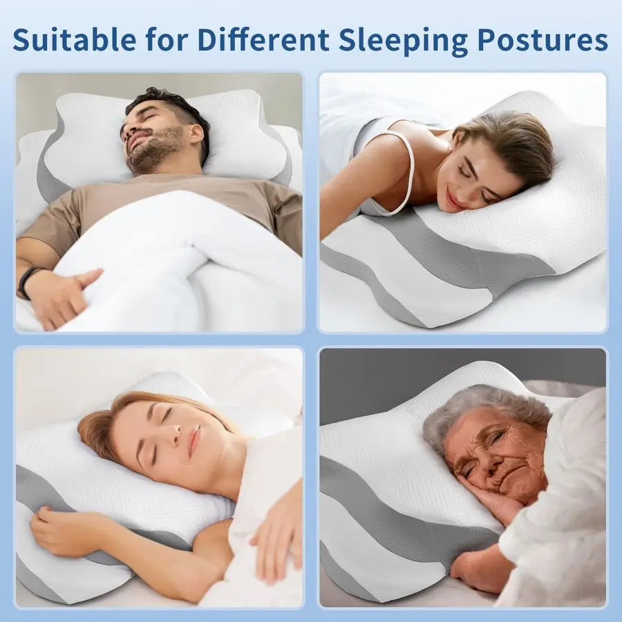 Neck Pillow for Pain Relief Memory Foam Cooling Pillow for Side Sleepers, Adjustable Orthopedic Pillow with Removable Breathable