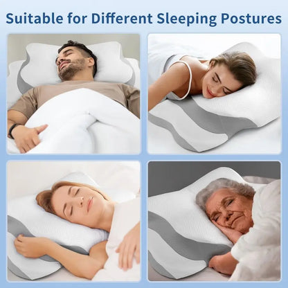 Neck Pillow for Pain Relief Memory Foam Cooling Pillow for Side Sleepers, Adjustable Orthopedic Pillow with Removable Breathable