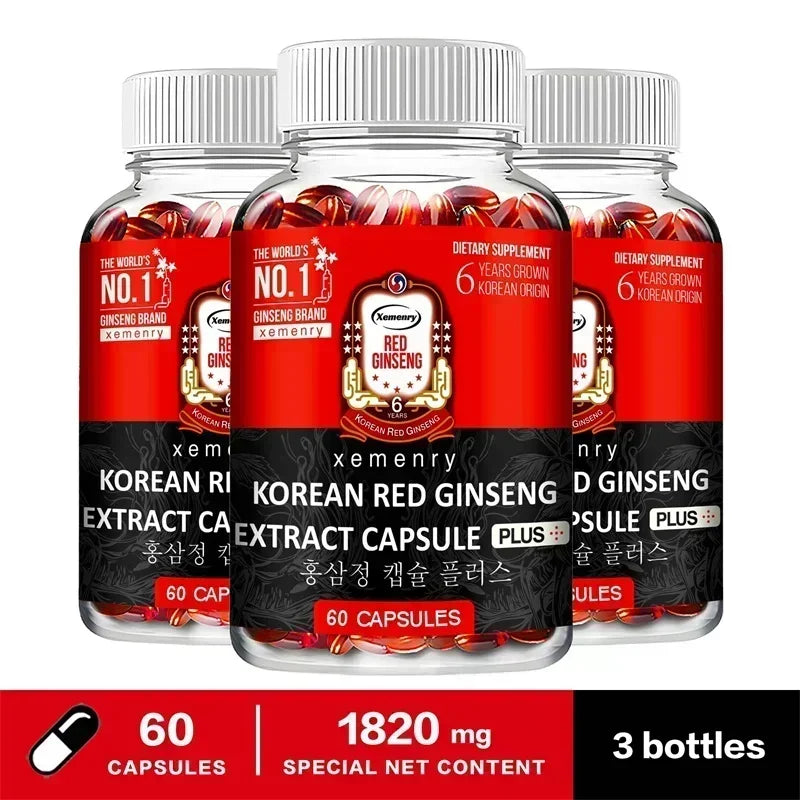Korean Red Ginseng Supplement - Supports Overall Health, Boosts Energy Production, Relieves Stress, and Strengthens ImmunitySupp