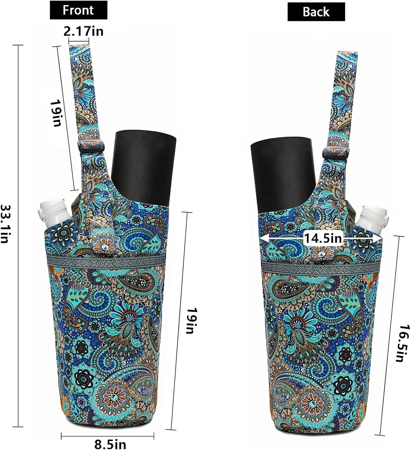 Large Yoga Mat Bag for Women with Adjustable Strap and Multiple Pockets, Fits Most Workout Gear