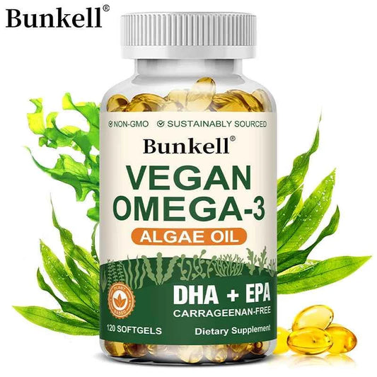 Vegan Omega 3 Algae Oil, with DHA & EPA, Heart, Brain, and Eye Health, Fish Oil Alternative, 30/60/120 Softgel Capsules, Non-GMO