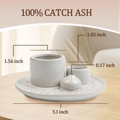 4 in 1 Incense Burner Holder,Sage Holder for Burning,Palo Santo Holder,Candle Holder,Ceramic Incense Burner Ash Catcher Tray for