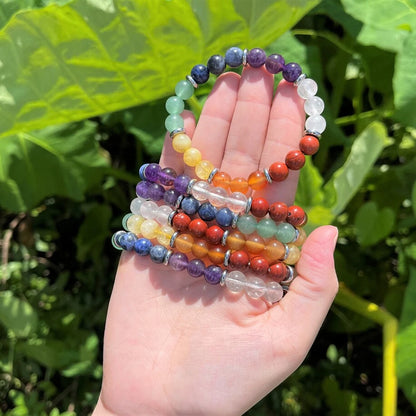 7 Chakra Bracelet: 8mm round stone chakra crystal, perfect for meditation, healing, reiki