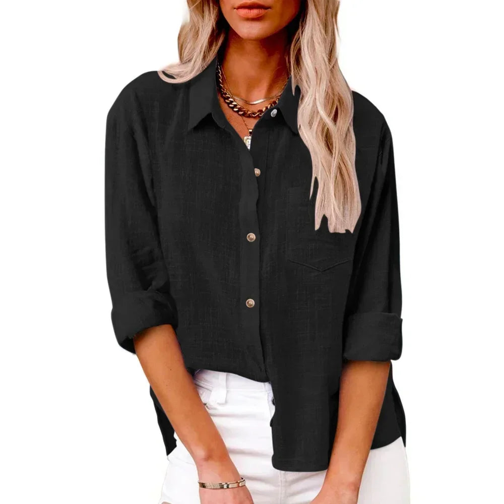 Cotton Linen Long Sleeve  T-Shirt Woman Clothes,Tshirt Elegant Casual Tops Tees Streetwear