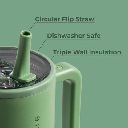 40oz Sage Insulated Stainless Steel Water Bottle | HYD Traveler Flip Straw Tumbler with Handle