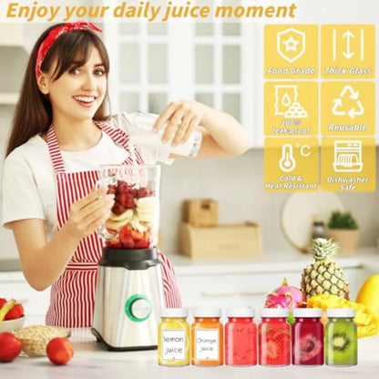 80 Pack 2 oz Glass Shot Bottles with Lids Small Clear Glass Jar for Ginger Shot Mini Juice Bottle Reusable Wide Mouth Travel Cu