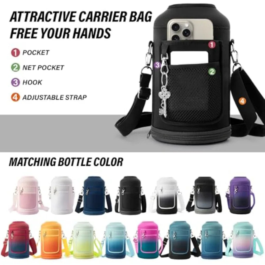 National Parks Water Bottle Insulated Stainless Steel Bottle with 63 Hand-Drawn Park Stickers Carrier Bag Strap and Gift Box BP