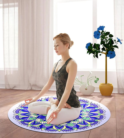 Extra Large Round Yoga Mat 3.5mm Thick Natural Rubber Non-Slip for Meditation Pilates Comfort Support