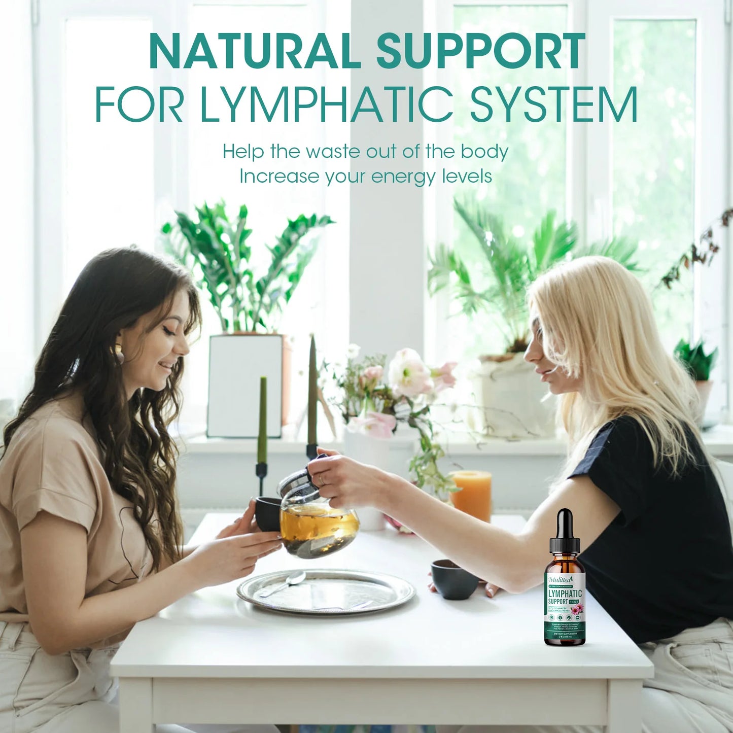 Mulittea lymph drops support the lymphatic system with echinacea detoxification and cleansing Immune support