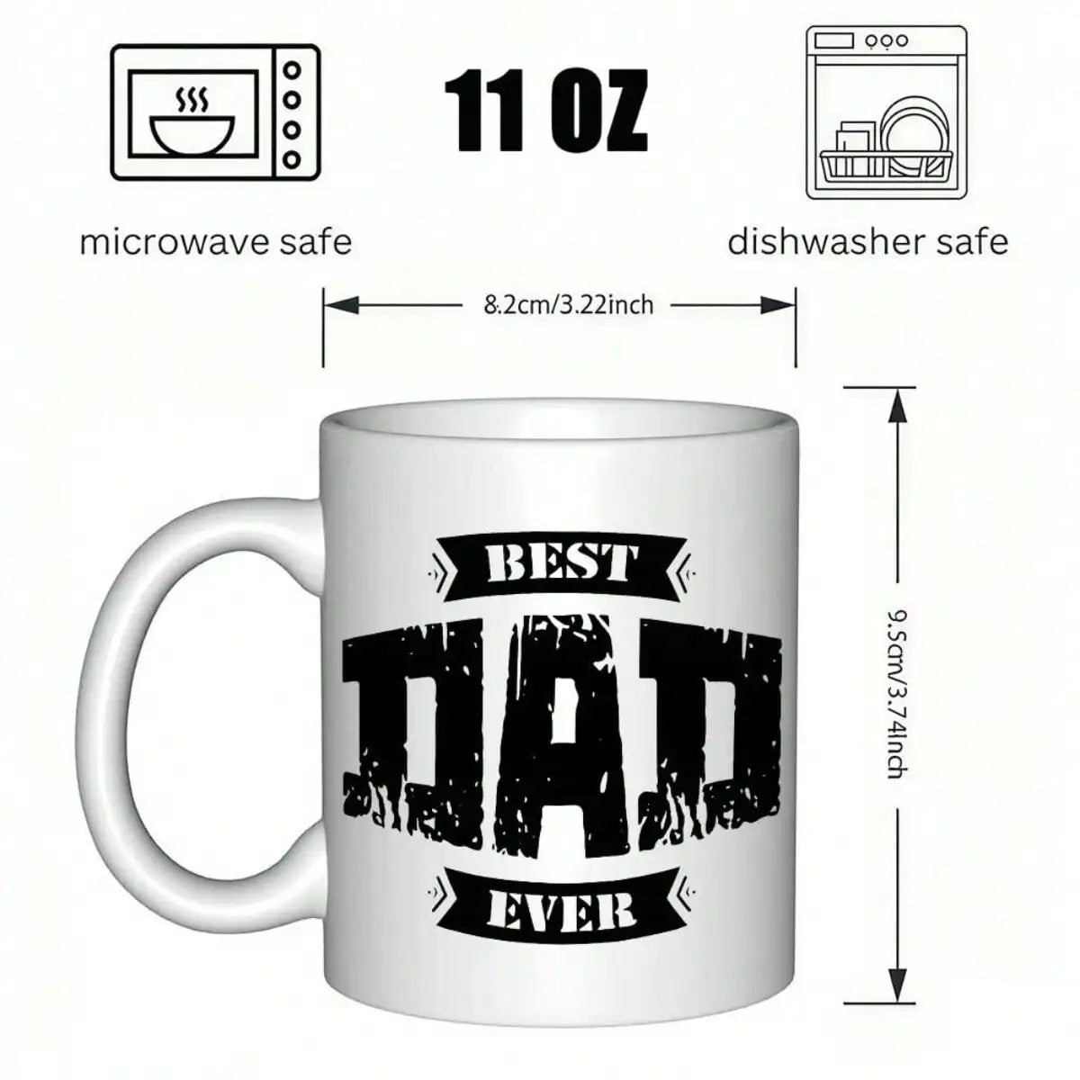1pc 11oz the best mugs for dads forever-the perfect gift for Father's Day, birthdays, Christmas, New Year's, and Valentine's Day
