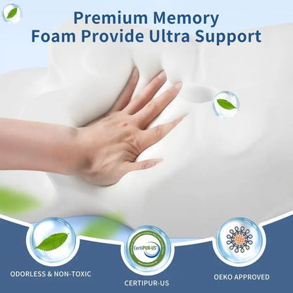 Neck Pillow for Pain Relief Memory Foam Cooling Pillow for Side Sleepers, Adjustable Orthopedic Pillow with Removable Breathable