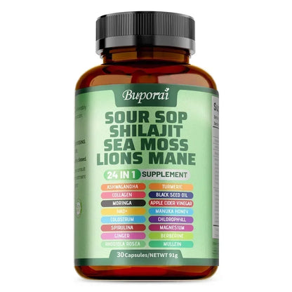 24-In-1 Soursop Supplement - Promote Digestion and Cell Health, Supports Skin, Joint and Bone Health, Strengthens Immunity