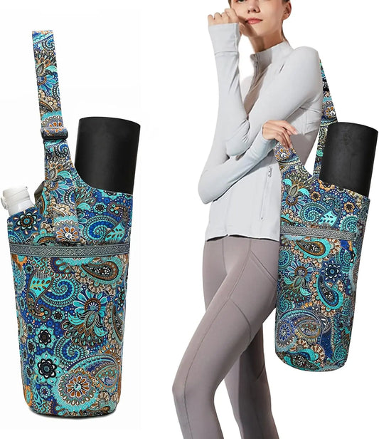 Large Yoga Mat Bag for Women with Adjustable Strap and Multiple Pockets, Fits Most Workout Gear