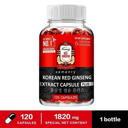 Korean Red Ginseng Supplement - Supports Overall Health, Boosts Energy Production, Relieves Stress, and Strengthens ImmunitySupp