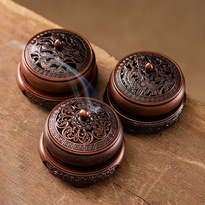 Retro Dragon Phoenix Lotus Golden Lotus Thread Air Creative Design Plate Fragrance Tower Incense Spiral Incense Burner