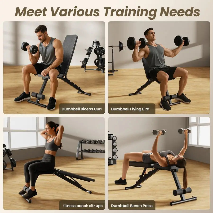 Weight Bench for Home Gym, 7 Backrests Foldable Workout Bench for Dumbbell Exercise Full Body Exercise, Compact for Small Spaces