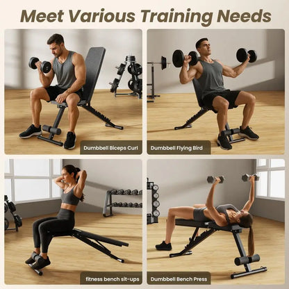 Weight Bench for Home Gym, 7 Backrests Foldable Workout Bench for Dumbbell Exercise Full Body Exercise, Compact for Small Spaces