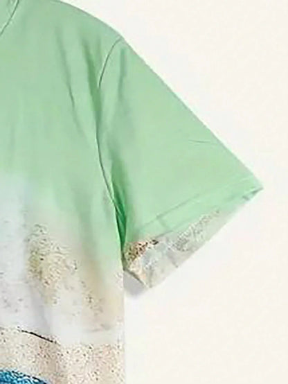 Women's Round Neck Short Sleeve Sea Turtle Print Casual Tee Spring Summer