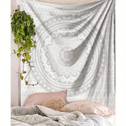 Grey Mandala Tapestry Wall Hanging Bohemian  Decor for Bedroom, Living Room