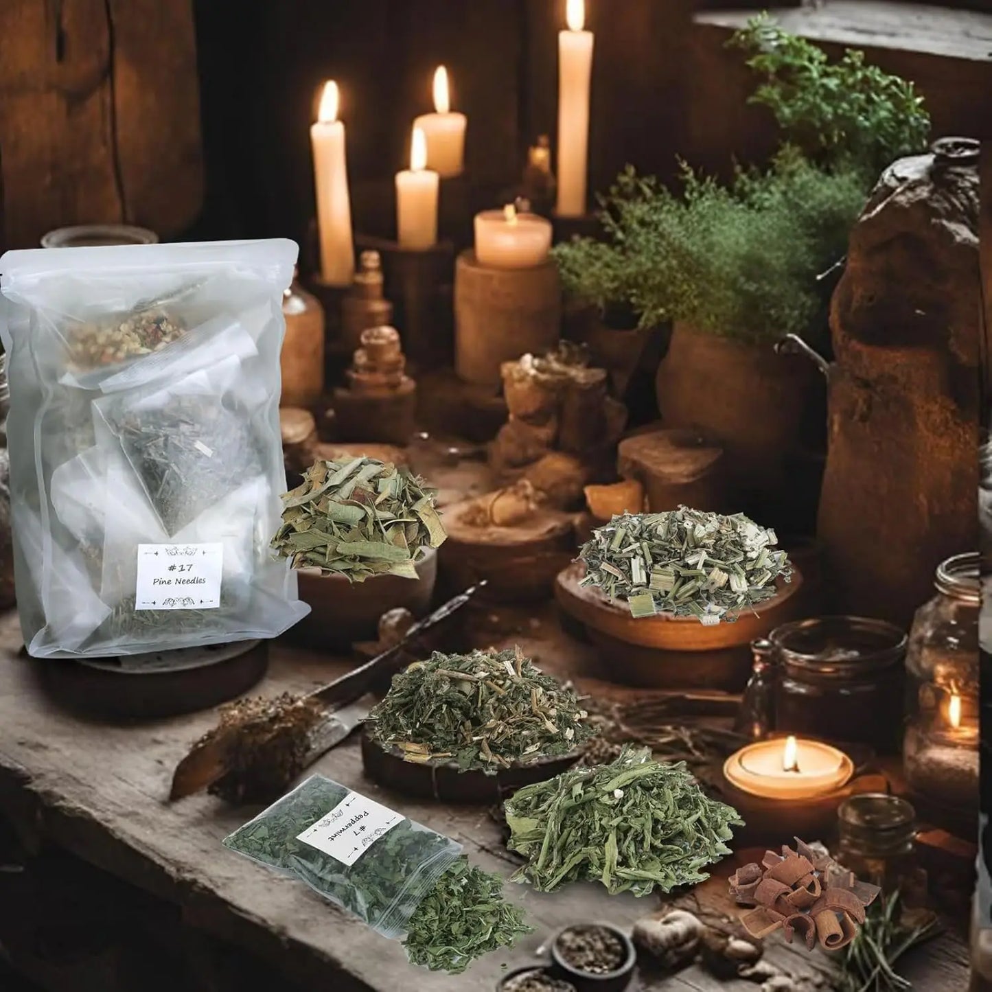 32pcs Dried Herbs for Witchcraft, Witchcraft Supplies Kit for Wiccan Rituals, Witch Herbs Set