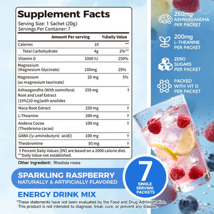 AHETE Adaptogenic Calm Drink Mix, Relaxation, Sleep Support & Mood Balance with Ashwagandha, Magnesium, L-Theanine & Vitamin D