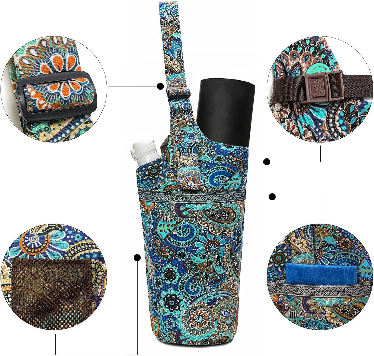 Large Yoga Mat Bag for Women with Adjustable Strap and Multiple Pockets, Fits Most Workout Gear