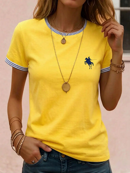 Women's Round Neck Short Sleeve Sea Turtle Print Casual Tee Spring Summer