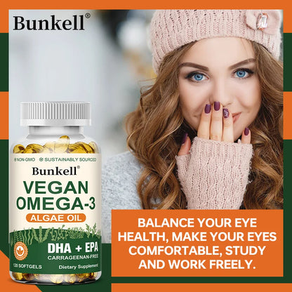 Vegan Omega 3 Algae Oil, with DHA & EPA, Heart, Brain, and Eye Health, Fish Oil Alternative, 30/60/120 Softgel Capsules, Non-GMO